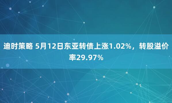 迪时策略 5月12日东亚转债上涨1.02%，转股溢价率29.97%